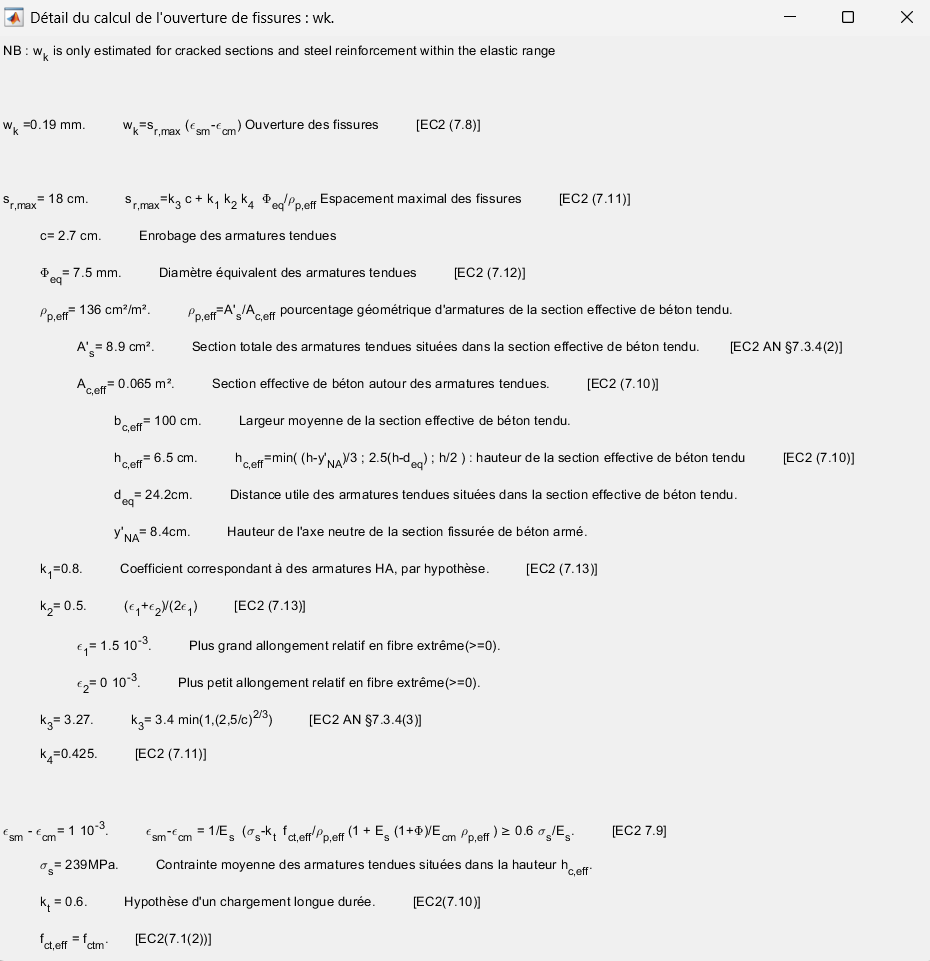 crack width calculation detail